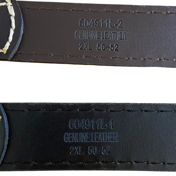 2 Leather belts sz 2XL sz 50 - 52 black and brown with white stitching - Picture 4 of 4